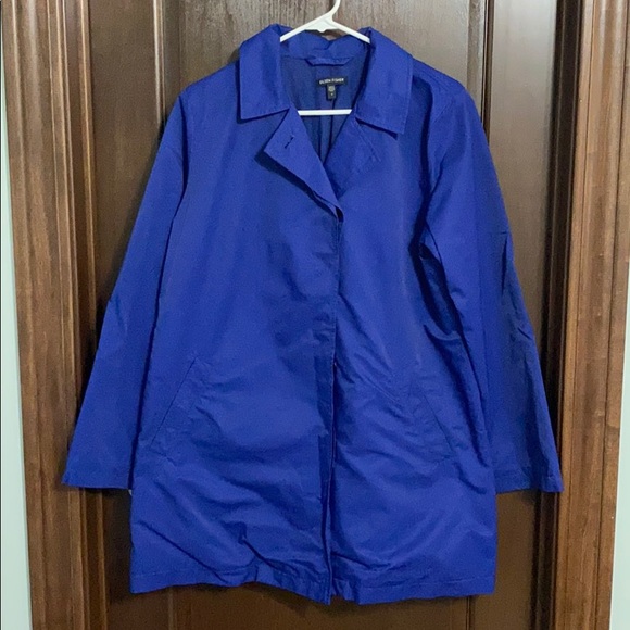Eileen Fisher Blue Trench Coat - Picture 1 of 4